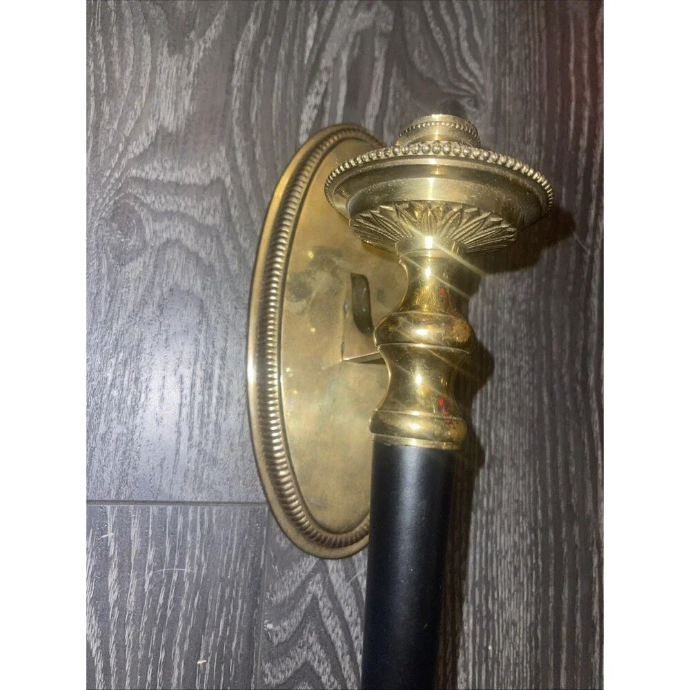 Vintage Brass Wall Sconce Candle Holder French Empire Style Black & Gold 17”Tall